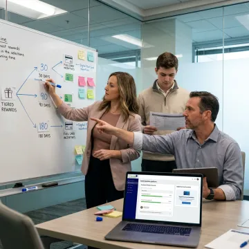 Team planning an employee rewards program