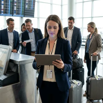 Small group travelers checking in for an incentive trip