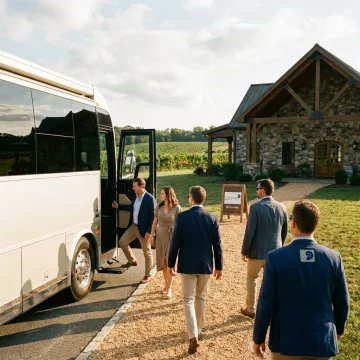Private bus arriving at Virginia winery