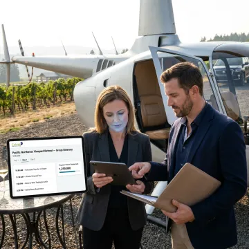 Luxury helicopter and vineyard incentive travel planning