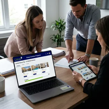 Corporate travel planning session for a London retreat