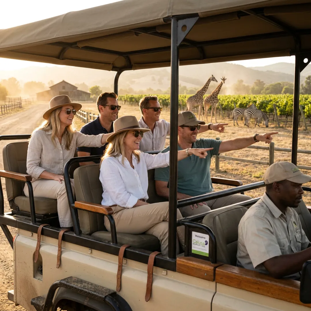 Sales team on a safari winery incentive trip