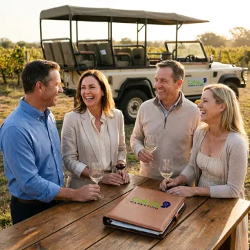 Executives at a safari winery retreat