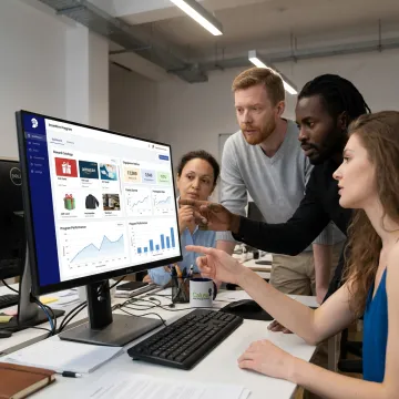 Team planning an employee rewards program