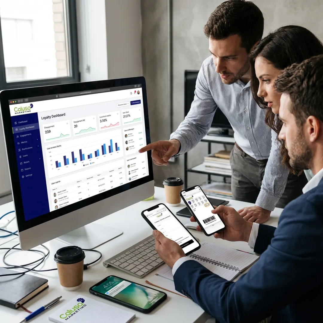 Team configuring a mobile wallet loyalty program dashboard