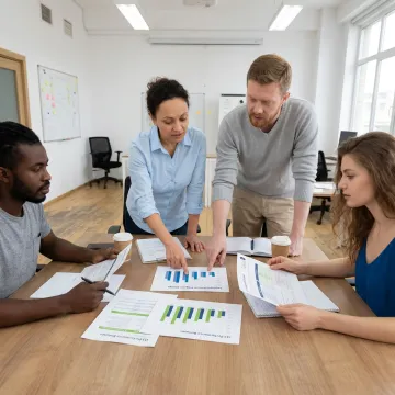 Team planning an employee rewards program