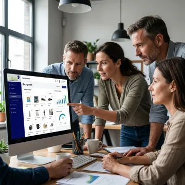 Business team reviewing incentive program results