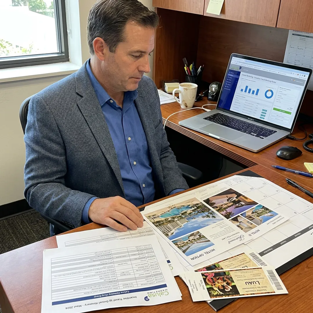 Travel coordinator planning a group incentive trip