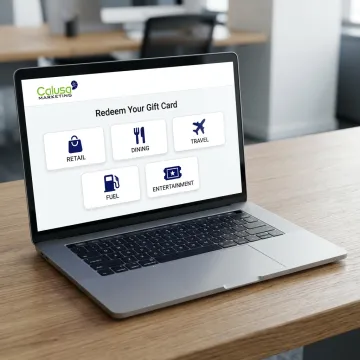 Digital gift card redemption on laptop