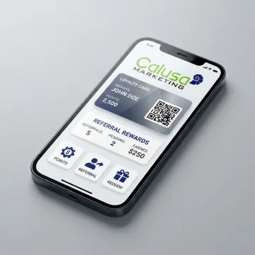 Digital loyalty card referral program on smartphone