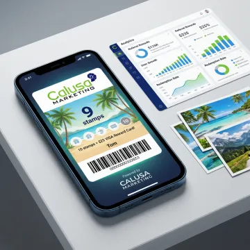 Digital loyalty card promoting travel referral rewards