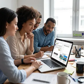 Marketing team planning a digital loyalty travel referral program