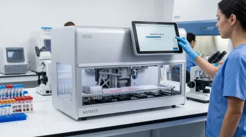 Manta cfDNA extraction platform processing liquid biopsy samples in clinical lab setting