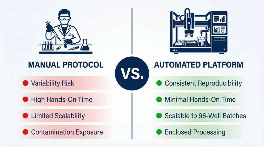 Manual versus automated plasma RNA extraction workflow comparison for clinical lab throughput