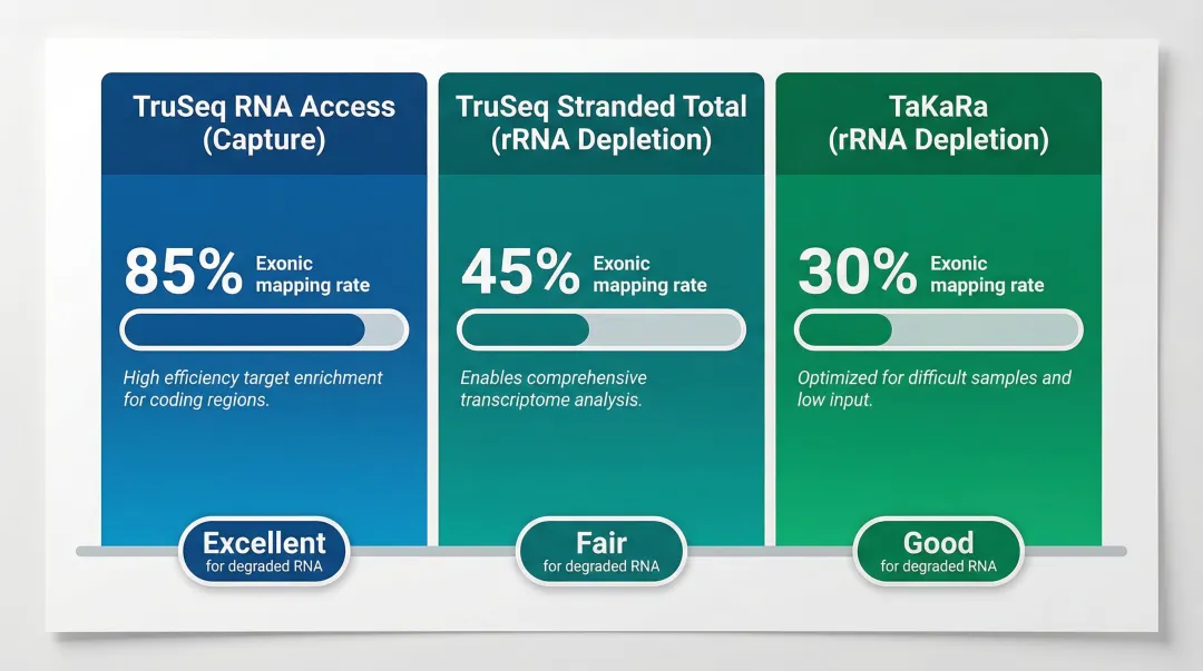 FFPE RNA library prep strategy comparison exonic mapping rates and degraded RNA performance