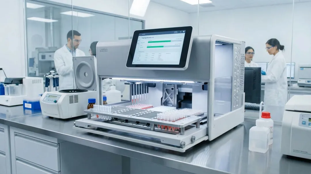 Manta automated cfDNA extraction platform processing plasma samples in clinical lab setting