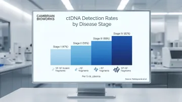 ctDNA detection rate by cancer stage from Stage I to Stage IV infographic