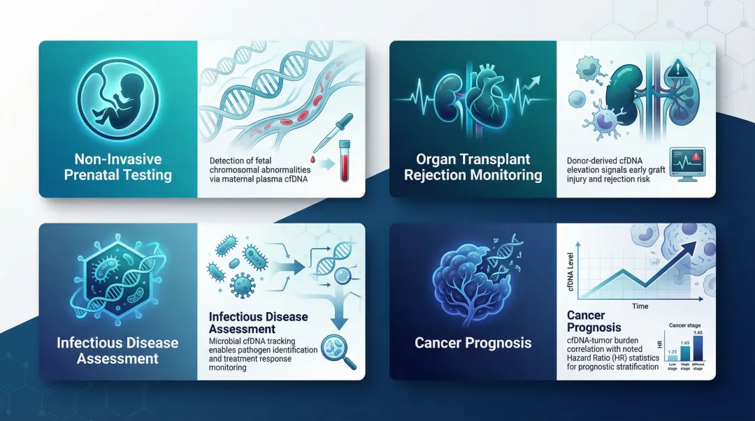 cfDNA clinical use cases across oncology prenatal transplant and infectious disease applications