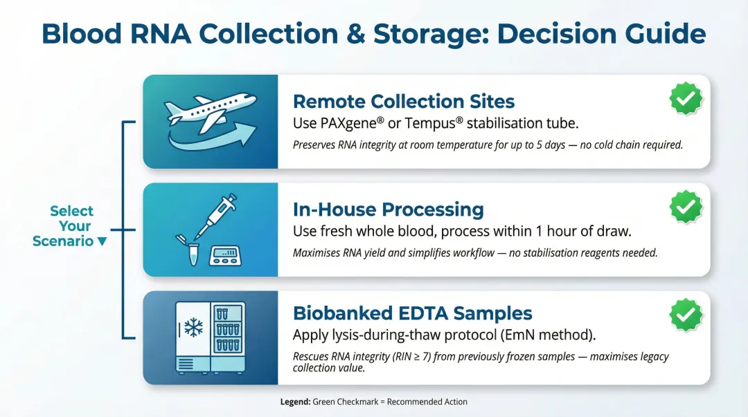 Blood RNA collection logistics decision guide three workflow scenarios compared