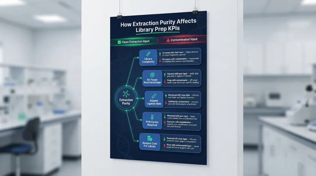 Five KPIs impacted by extraction purity on NGS library preparation efficiency