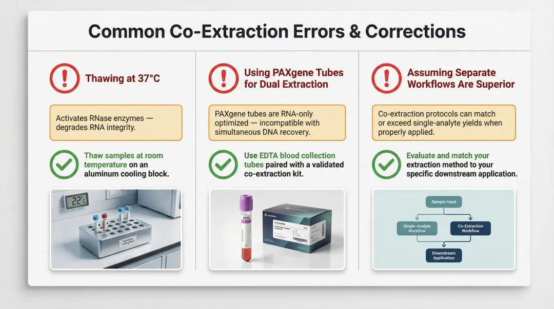 Three common whole blood co-extraction errors causes and recommended corrections comparison
