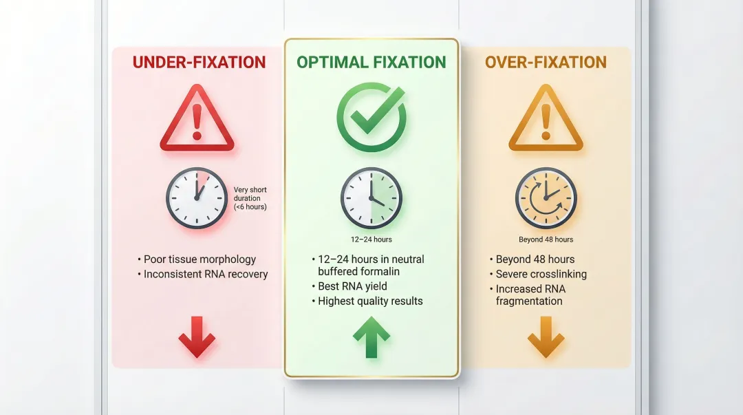 FFPE fixation duration impact on RNA quality over-under-optimal comparison