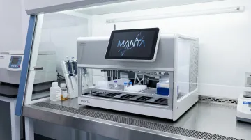 Cambrian Bioworks Manta automated DNA extractor compact device on lab bench