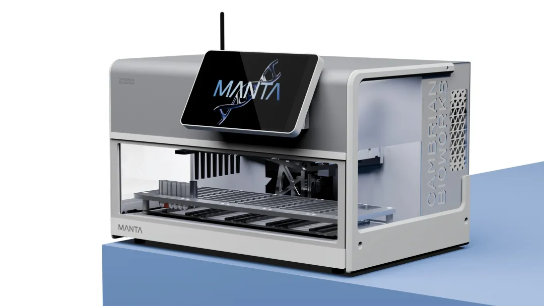 Cambrian Bioworks Manta automated cfDNA extraction platform processing plasma samples