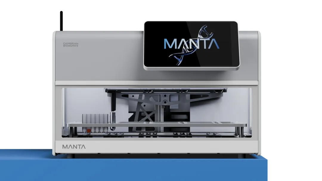 Manta cfDNA extraction system compact automated instrument on laboratory bench