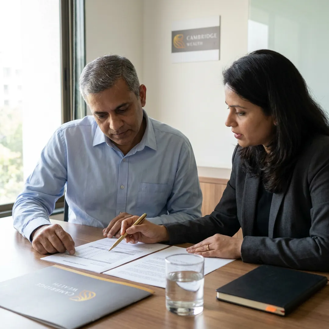 NRI reviewing capital gains reinvestment timelines with a mutual fund distributor