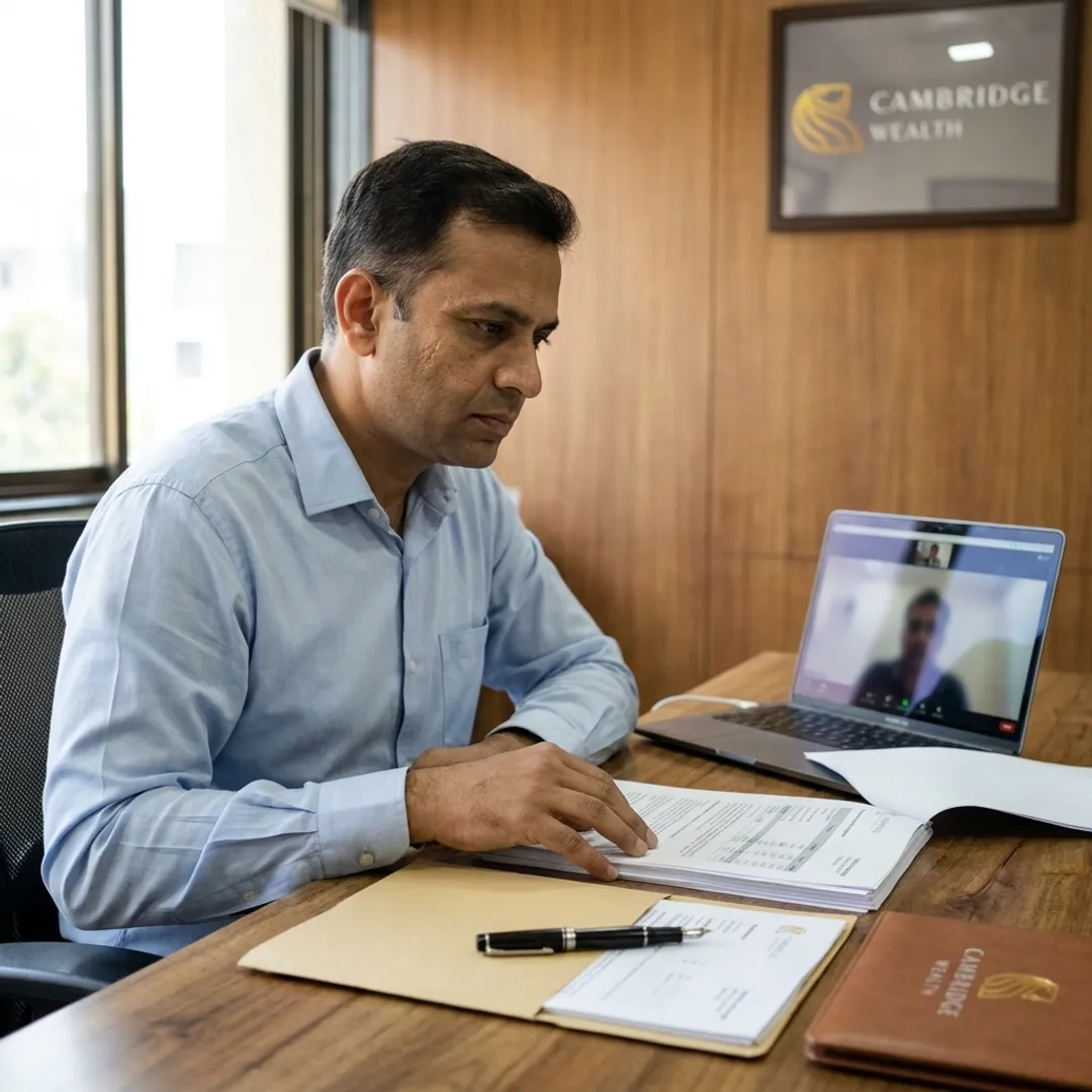NRI organising India investment tax documentation with a mutual fund distributor