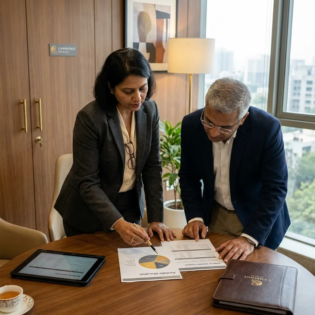Distributor comparing property and real-estate-backed categories with an NRI investor