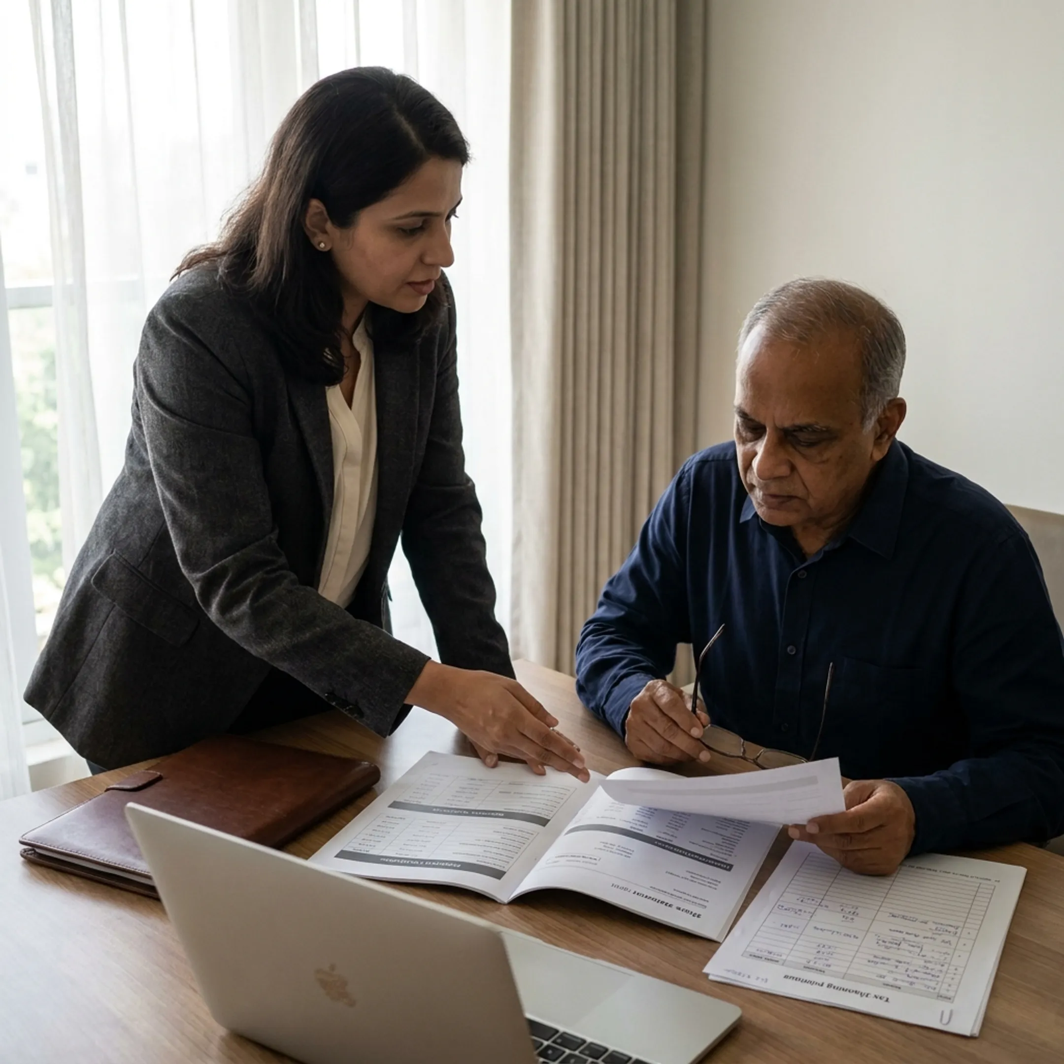 Client reviewing Singapore property and share tax documents