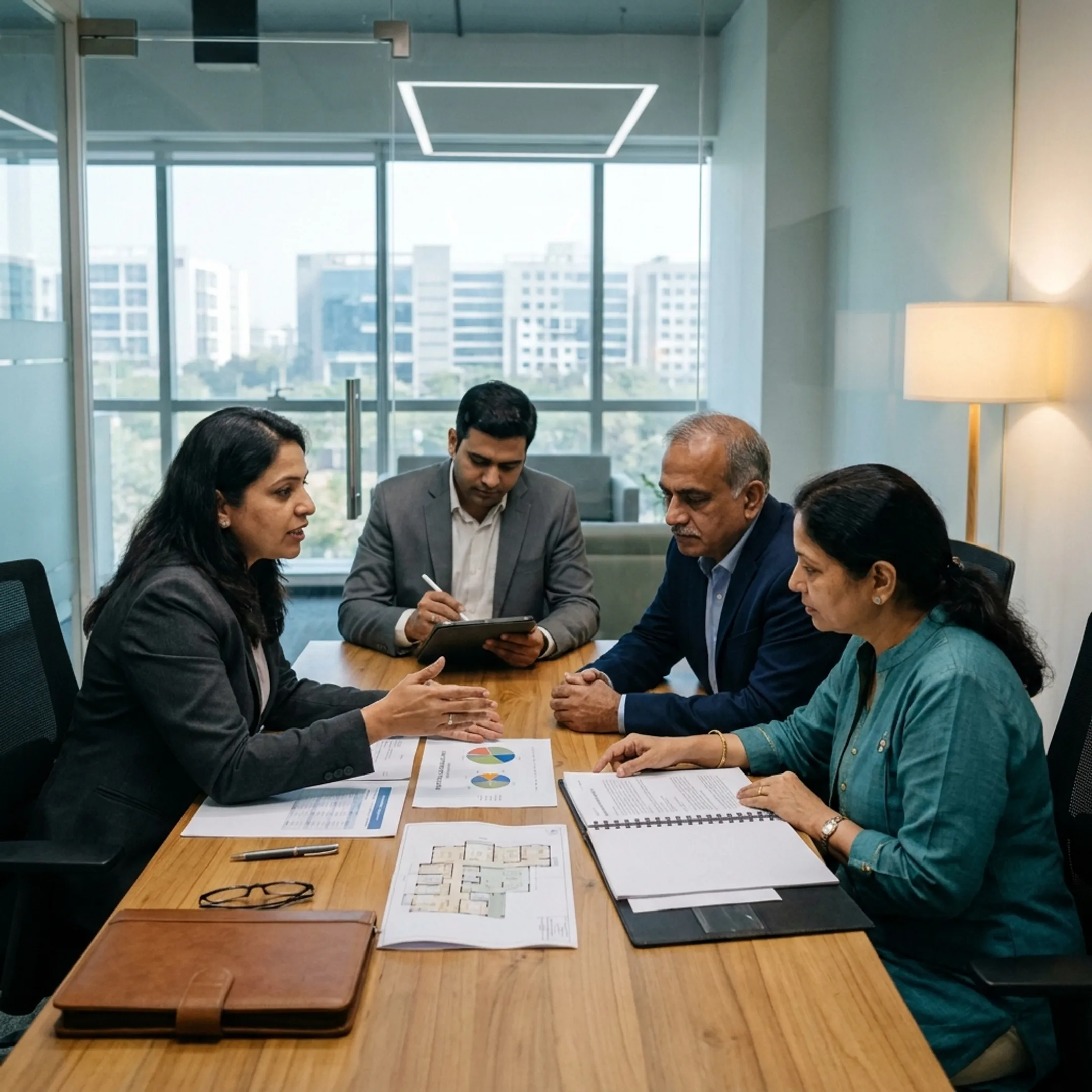 Team discussing real estate investment opportunities with clients
