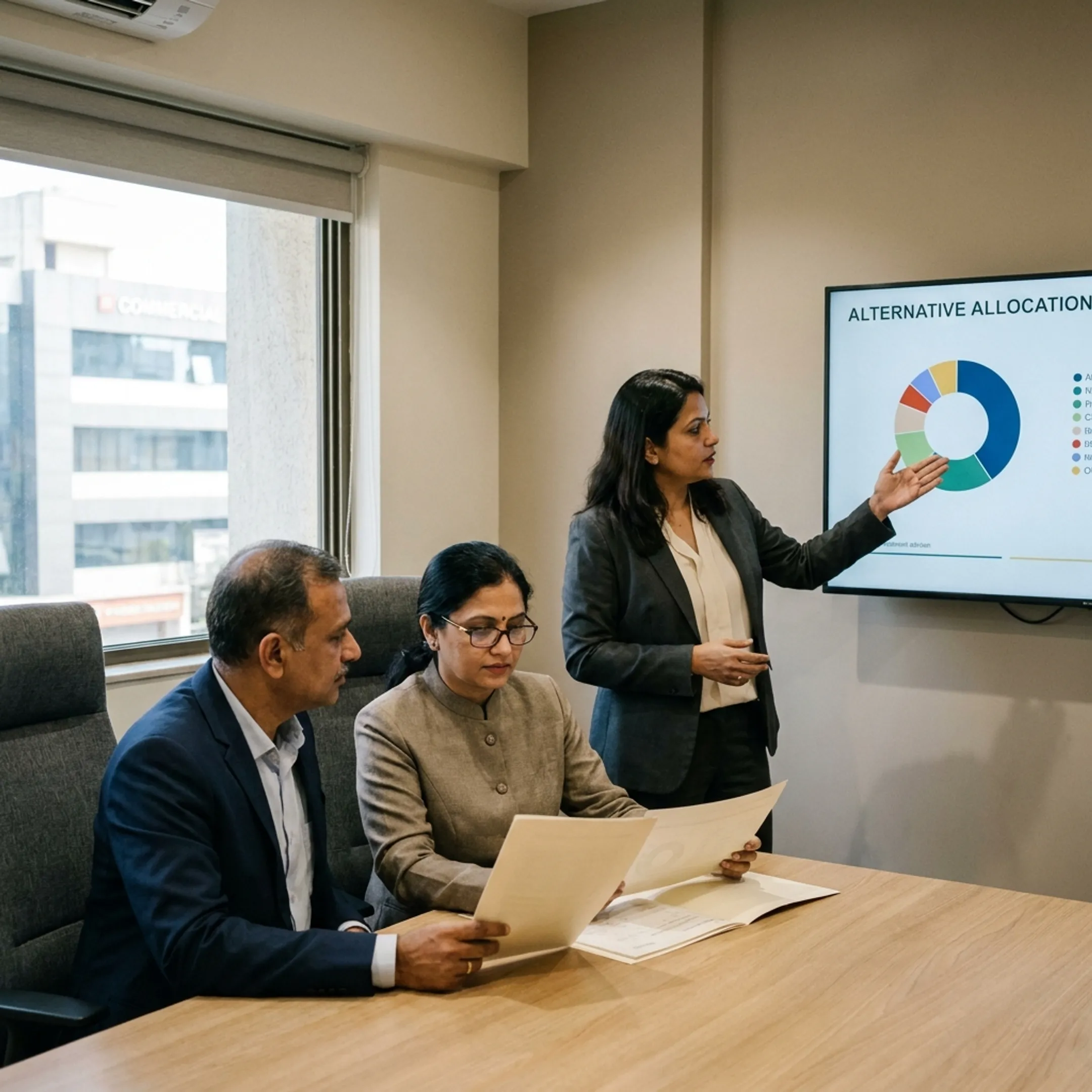 Clients reviewing alternative investment scheme information