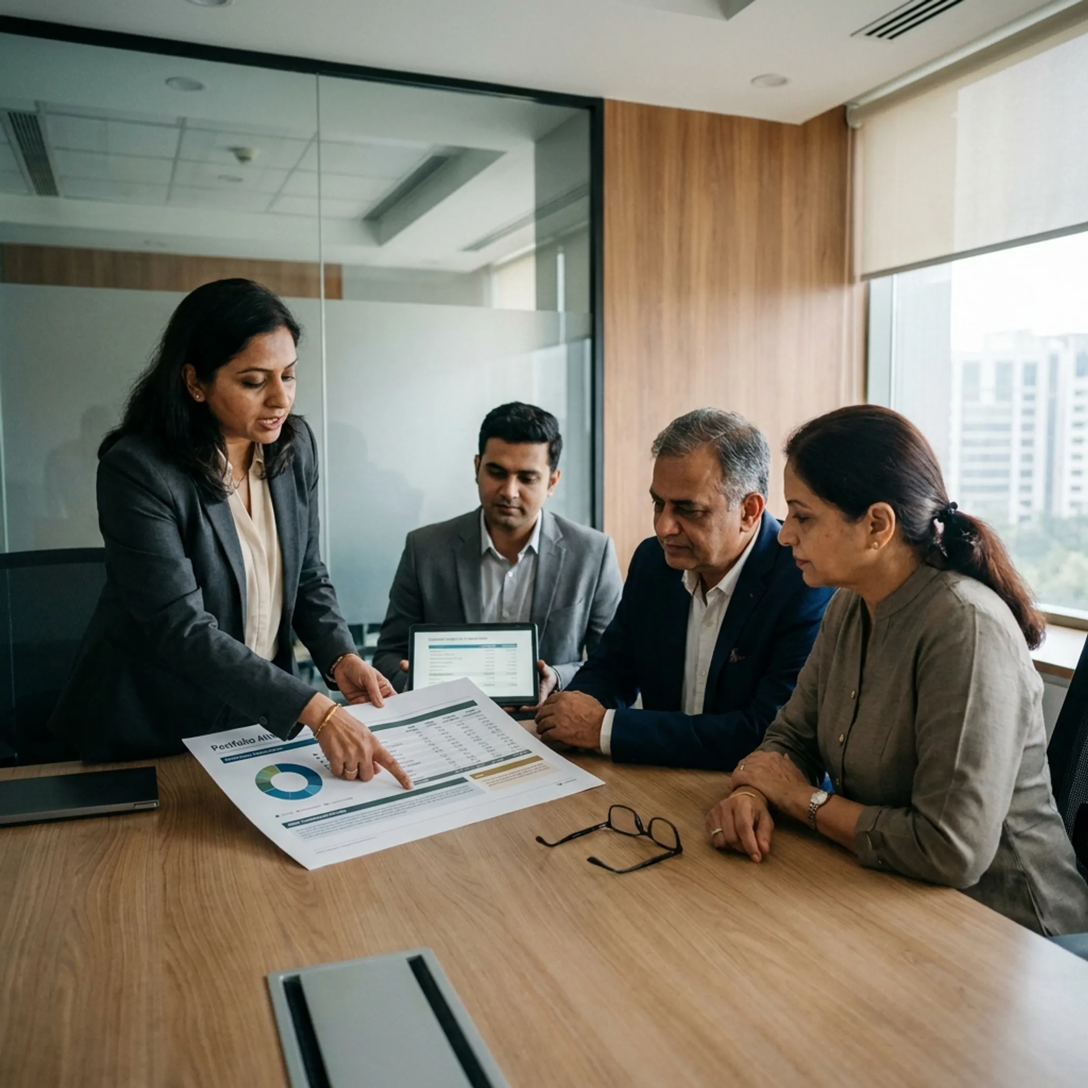 Clients reviewing alternative investment options
