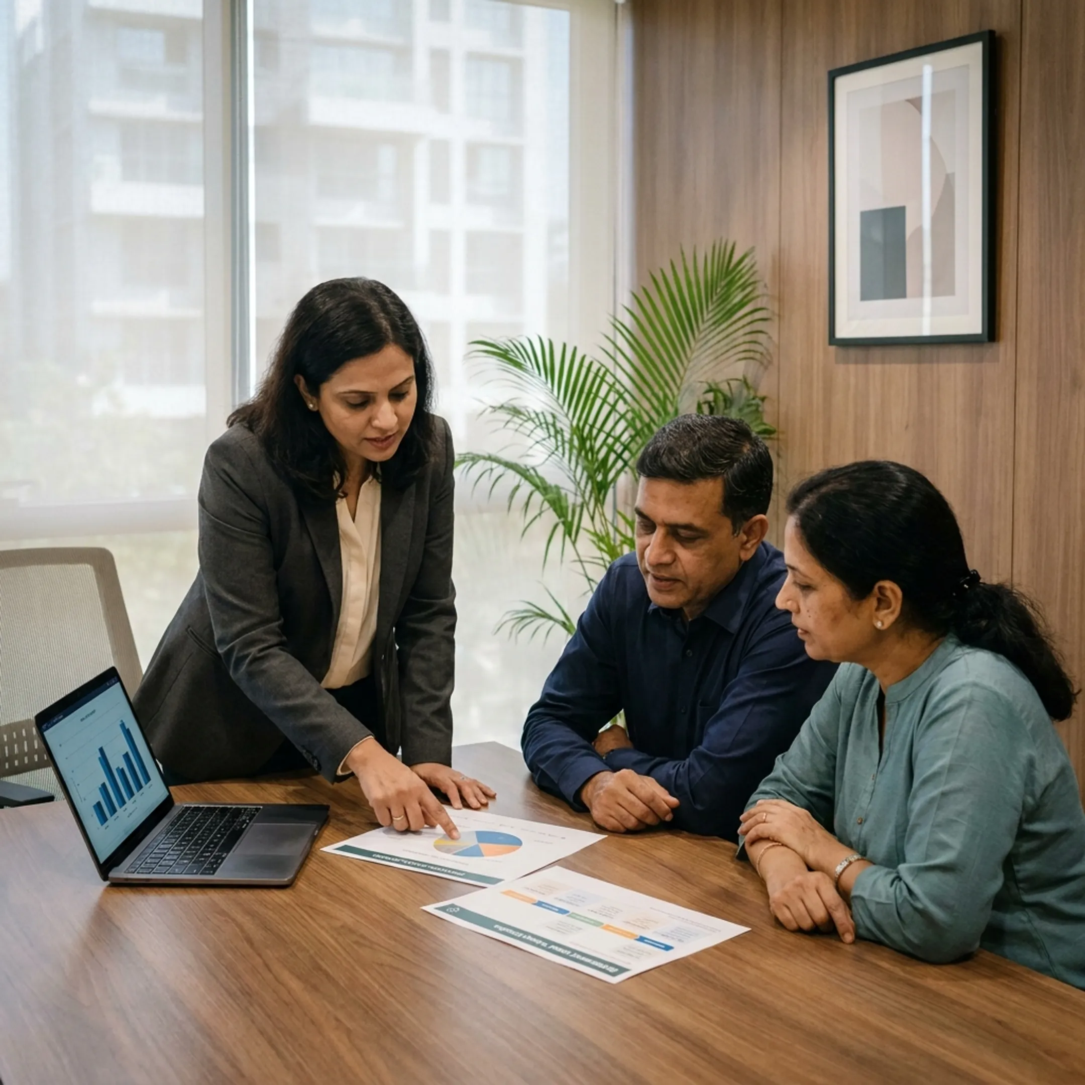 Team member reviewing holdings and succession records with a client