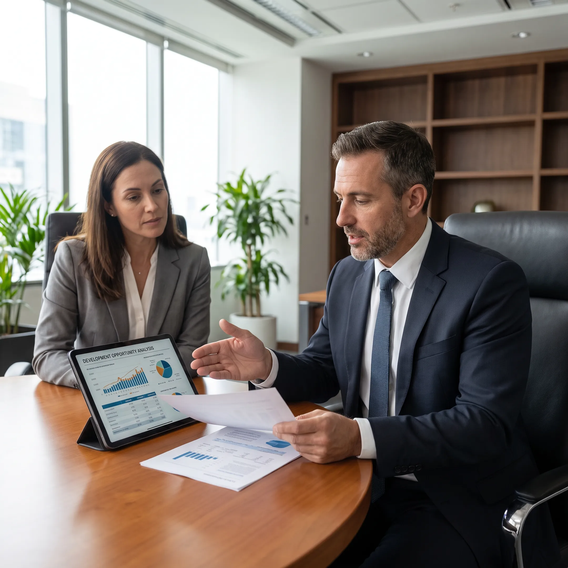 Team member reviewing a property investment structure