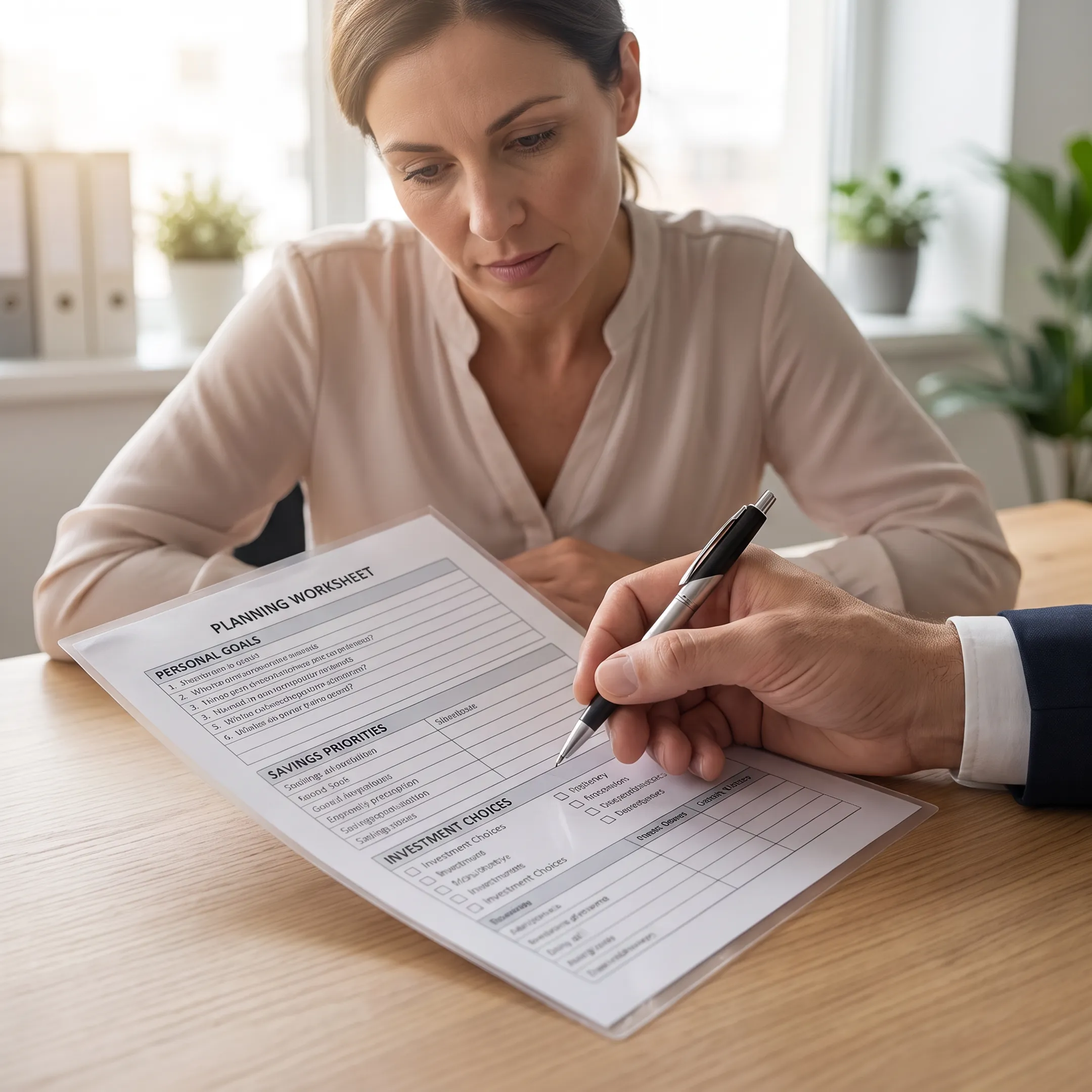 Client reviewing a financial goal projection