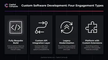 Four types of custom software development options for small businesses infographic