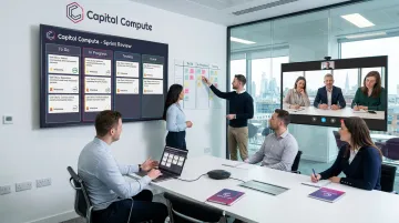 Capital Compute AI development team sprint review session with UK client