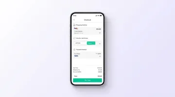 Mobile ecommerce checkout experience on smartphone with product and cart visible