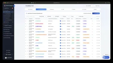 FCA regulated financial software audit trail dashboard showing transaction monitoring interface