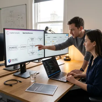 Software team reviewing sprint milestones