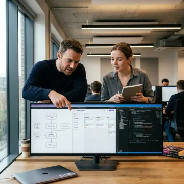Engineers planning AI SaaS architecture