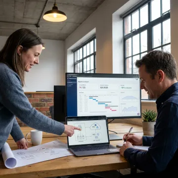 Engineers planning hybrid cloud architecture