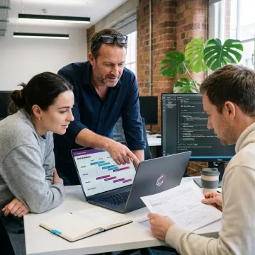 Software team planning a startup product roadmap
