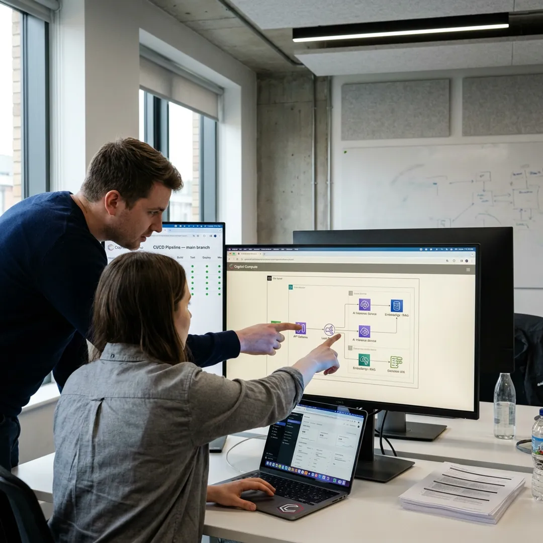 Engineers planning cloud architecture