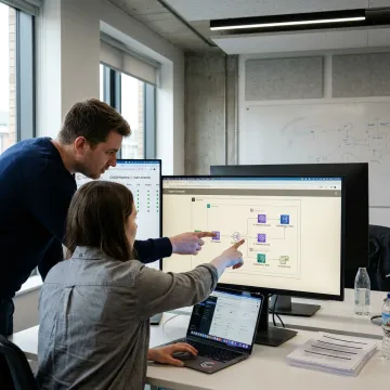 Engineers planning cloud architecture