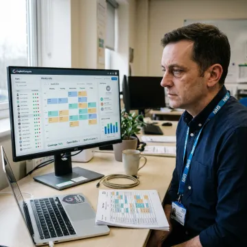 Healthcare staff scheduling software dashboard